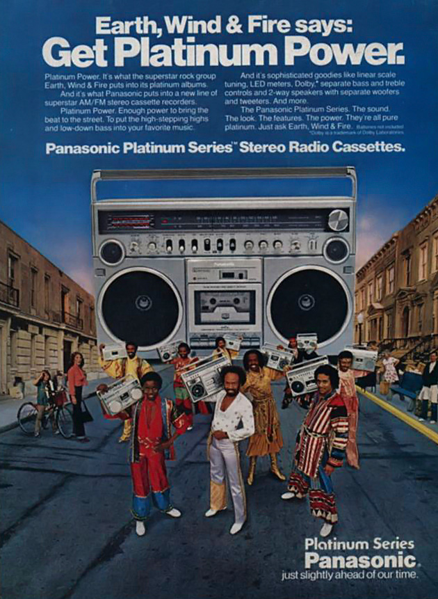 Earth, Wind & Fire ajudando a vender som da Panasonic em 1980