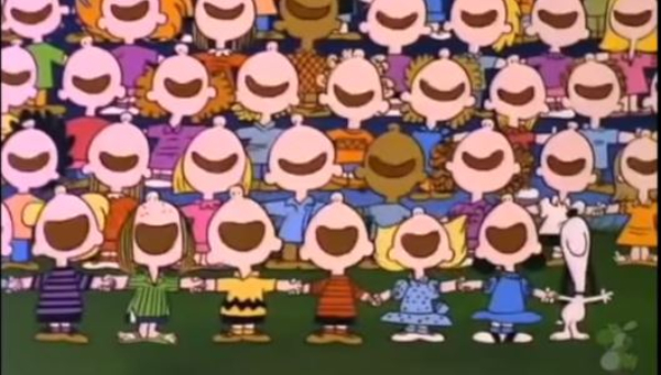 Peanuts tocando "Rondabout" do Yes