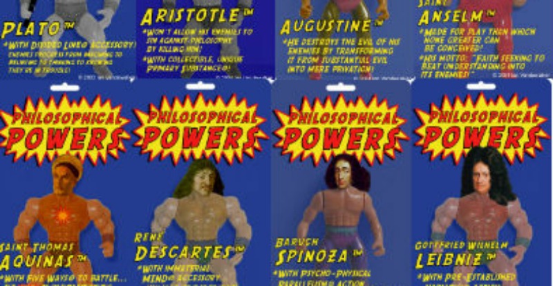 Action figures de filósofos, com super poderes